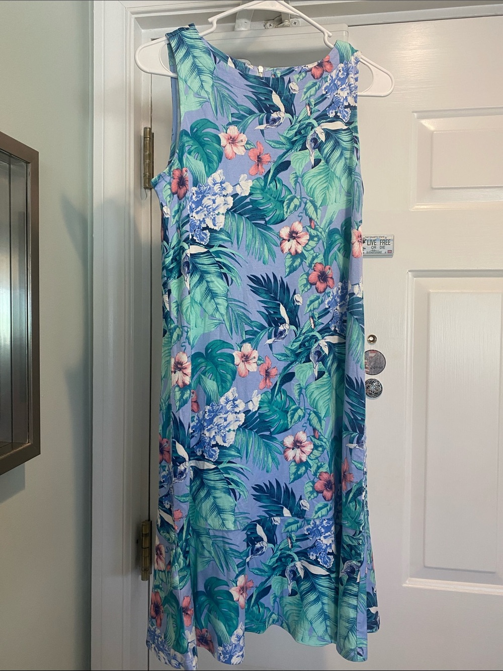 Tommy Bahama Lavender Tropical Dress with Teal & Pink Floral Accents